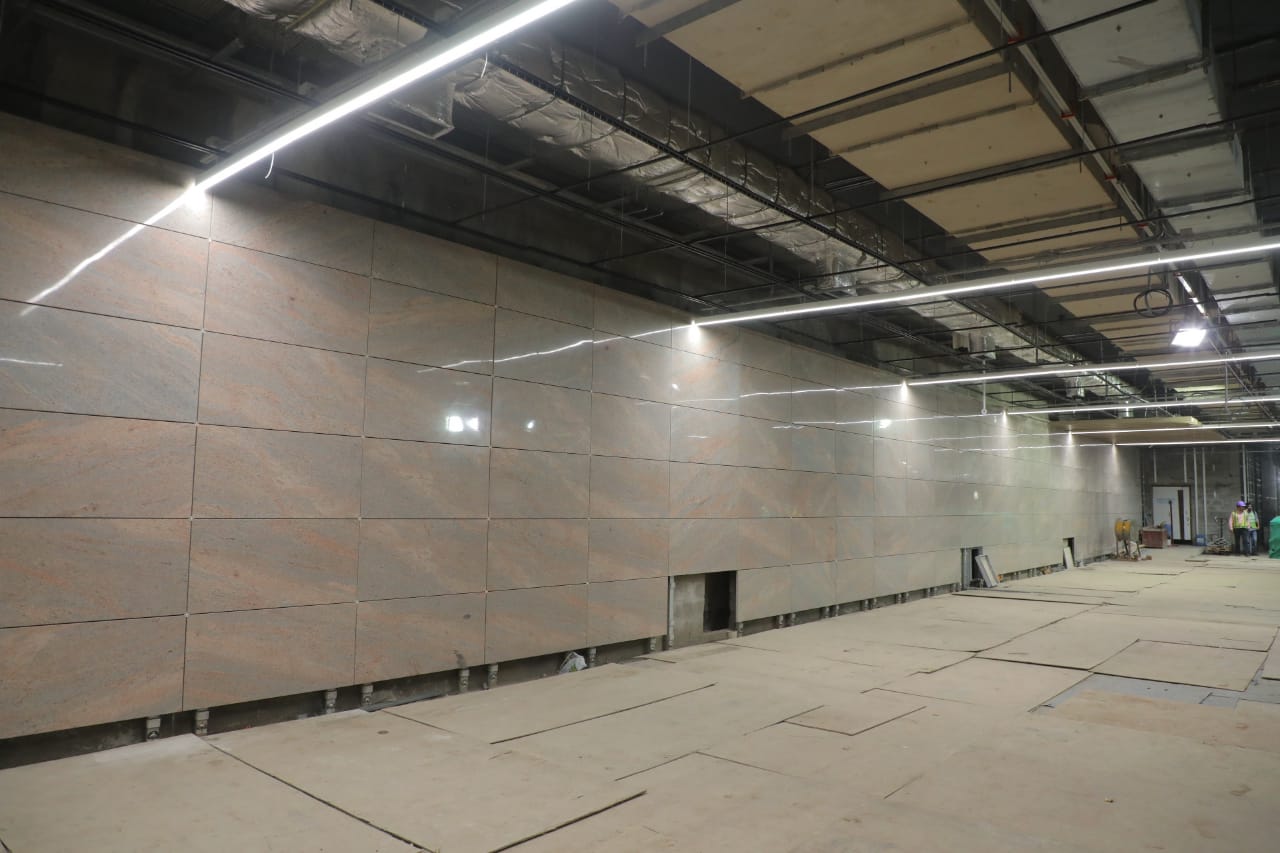 Granite installation work in progress at MIDC Metro Station (2)